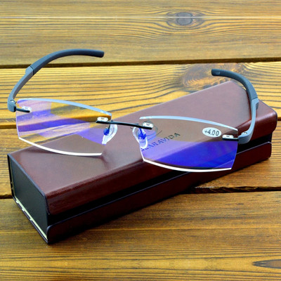 Луксозни очила за четене Tr90 без рамки, правоъгълни, прости диамантени изрязани, многослойно покритие, мъже, жени, +0,75 до +4