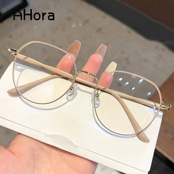 Кръгли очила за четене в корейски стил Рамка за компютър от сплав Дамски предбиопия Анти синя светлина Очила Очила 0 +1,5 +2 +2,5 +3