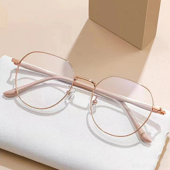 Кръгли очила за четене в корейски стил Рамка за компютър от сплав Дамски предбиопия Анти синя светлина Очила Очила 0 +1,5 +2 +2,5 +3