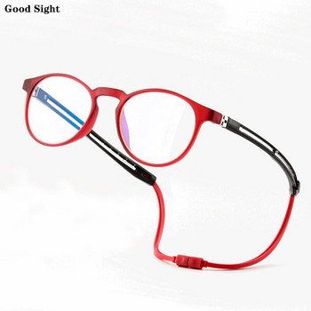 Μαγνητικά γυαλιά ανάγνωσης με κρεμαστό λαιμό Ανδρικό σκελετό Συνταγογραφούμενα γυαλιά Μεγεθυντικοί φακοί φορητοί 안경테 Diopter+3,5+4