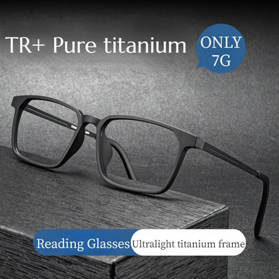Aukštos kokybės gryno titano akiniai skaitymui vyrams Anti Blue Light Presbyopia akiniai su dioptrija nuo +1,0 iki +4,0