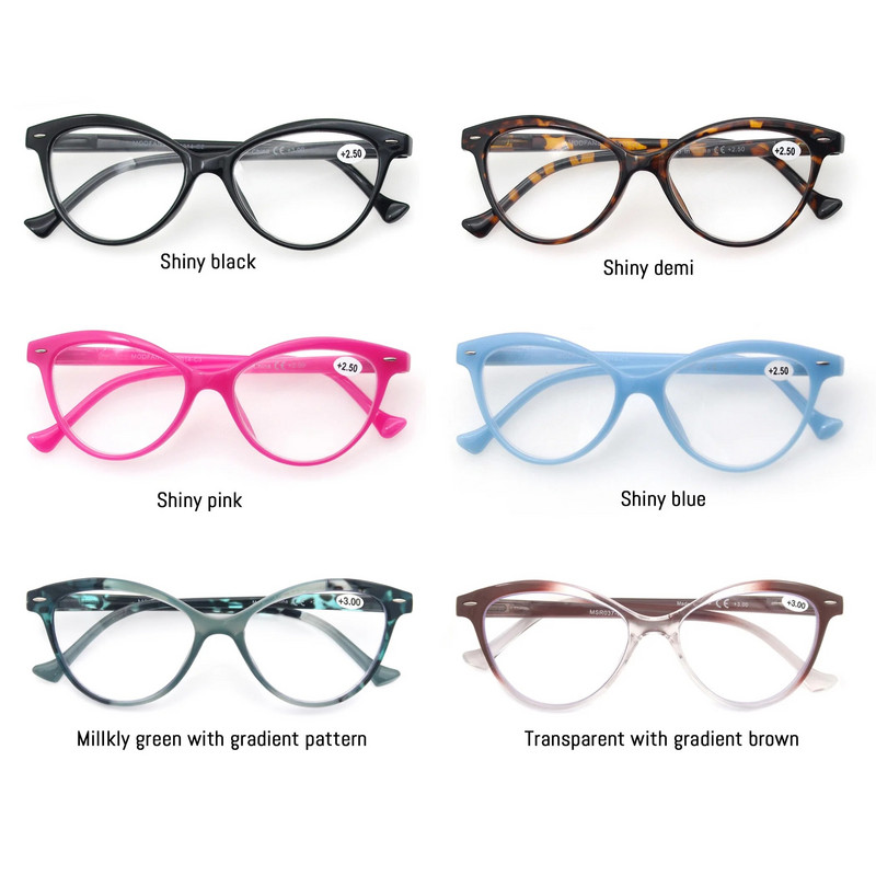 Sieviešu lasīšanas brilles Cat Eye Vintage modes brilles Cateye Retro dzidrs objektīvs sievietēm īpaši viegla dioptrija 1,25 1,5 1,75 2,25 2,5