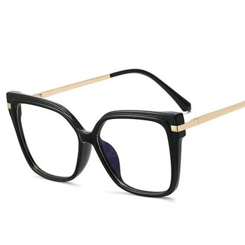 Стилна оптика Минус очила за късогледство Дамски леопардови големи квадратни очила Рамка за метални компютърни очила против синя светлина 0~-6.