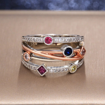 Huiran моден кръст женски пръстен пръстен бижута бяло/жълто синьо/розово червено CZ блестящ камък аксесоари за вечерно парти стилен подарък