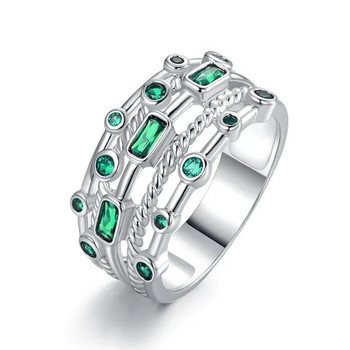 Γυναικεία δαχτυλίδια Huitan Luxury Blue/Green Cubic Zirconia για πάρτι γάμου αρραβώνων Noble Lady Finger Ring Fashion Jewelry