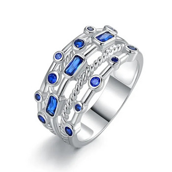 Γυναικεία δαχτυλίδια Huitan Luxury Blue/Green Cubic Zirconia για πάρτι γάμου αρραβώνων Noble Lady Finger Ring Fashion Jewelry