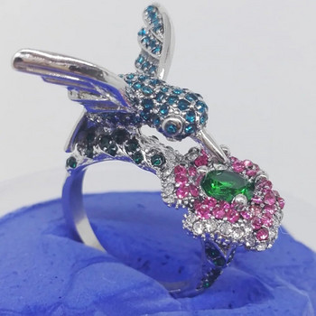 Μόδα Milangirl Γυναικεία επιμεταλλωμένα κρύσταλλα στρας Bird Flower Δαχτυλίδι γάμου αρραβωνιαστικού κοσμήματος Ολόκληρη πώληση