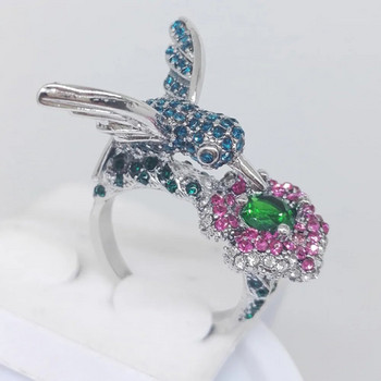 Milangirl модни дамски покрити кристални кристали пръстен цвете птица сватбени годежни бижута цяла разпродажба