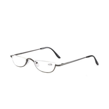 Elbru Μικρά γυαλιά ανάγνωσης μισού σκελετού Εξαιρετικά ελαφριά πόδια με ελατήρια φορητά γυαλιά προσωπικότητας Μόδα Πρεσβυωπικά γυαλιά Unisex