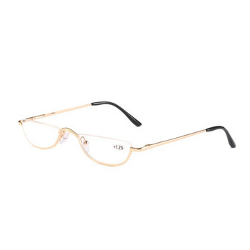 Elbru Μικρά γυαλιά ανάγνωσης μισού σκελετού Εξαιρετικά ελαφριά πόδια με ελατήρια φορητά γυαλιά προσωπικότητας Μόδα Πρεσβυωπικά γυαλιά Unisex