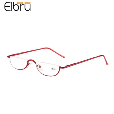 Малки очила за четене с половин рамка Elbru Ултра леки пролетни крака Преносими персонални очила Модни очила за пресбиопия Унисекс