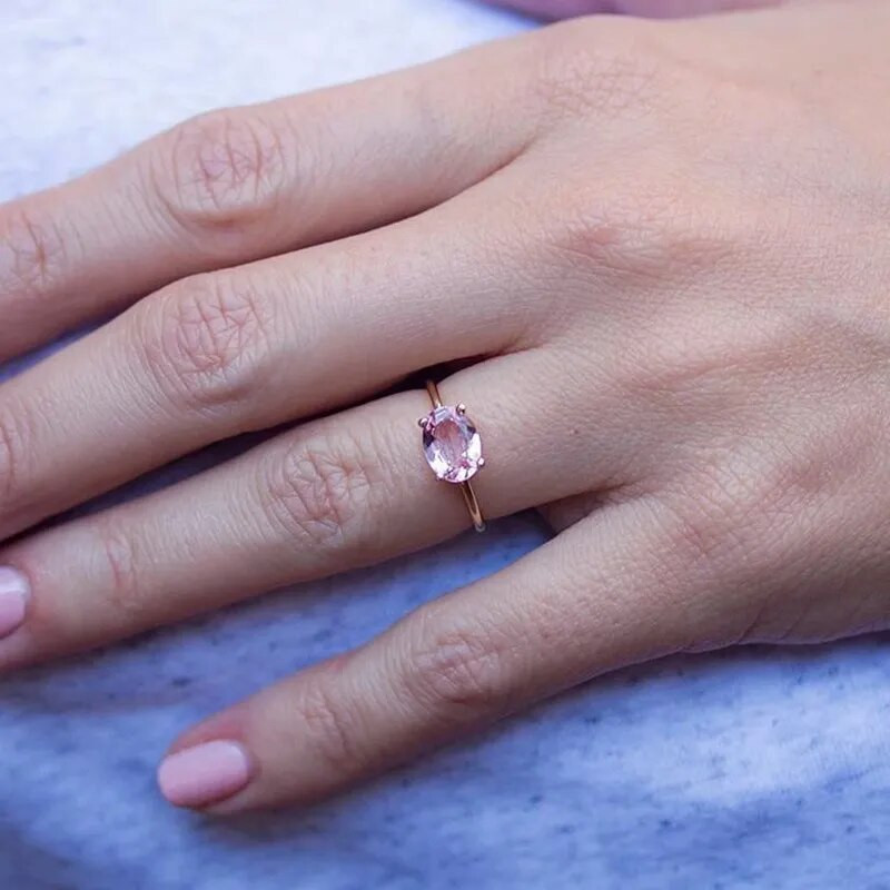 Vjenčano prstenje za žene Jednostavan višebojni ovalni cirkon svijetlo zlatne boje Veleprodaja nakita za mladenke Poklon prijateljstva R865