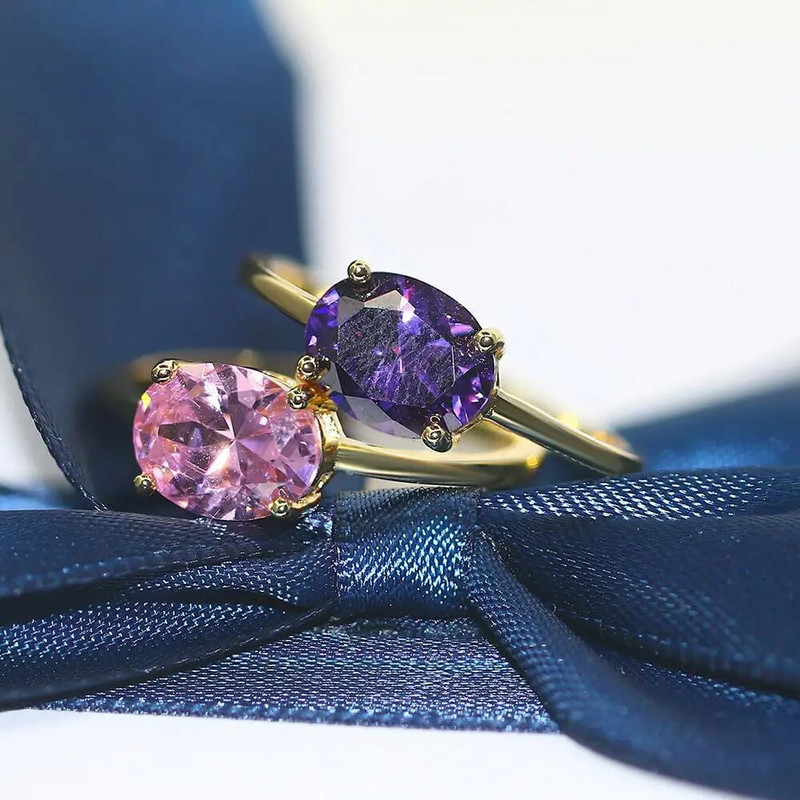 Vjenčano prstenje za žene Jednostavan višebojni ovalni cirkon svijetlo zlatne boje Veleprodaja nakita za mladenke Poklon prijateljstva R865