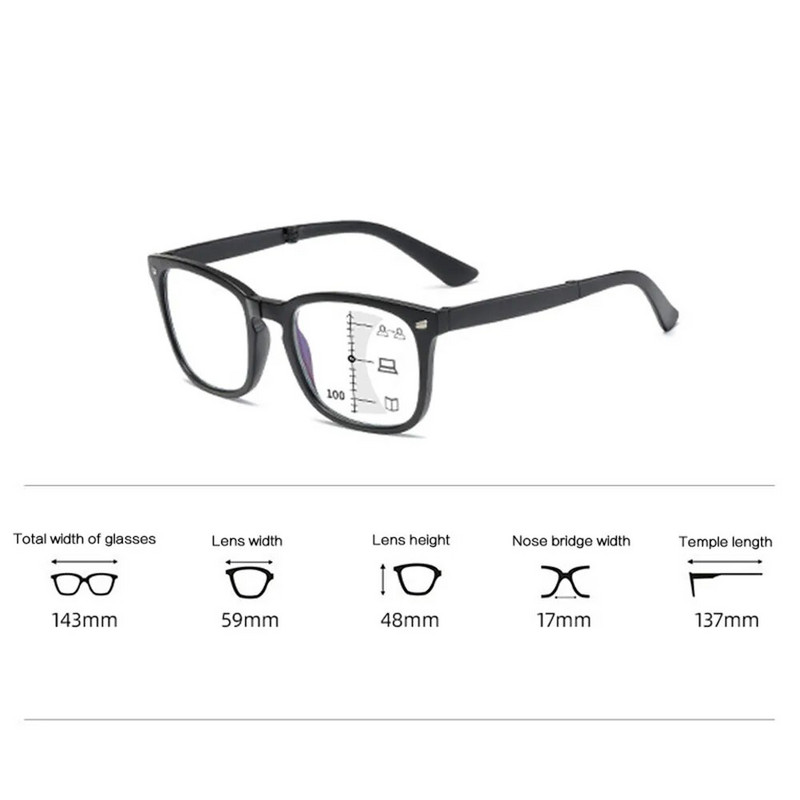 Elbru progresīvās daudzfokālās pretzilās gaismas lasīšanas brilles sievietēm vīriešiem salokāmas, izturīgas presbiopiskas optiskās brilles unisex