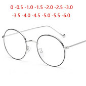 Sieviešu apaļo metāla briļļu rāmis ar grādu vīriešiem īpaši vieglas tuvredzības brilles -0,5 -1 -1,5 -2 -2,5 -3 -3,5 -4 -4,5 -5 -6,0