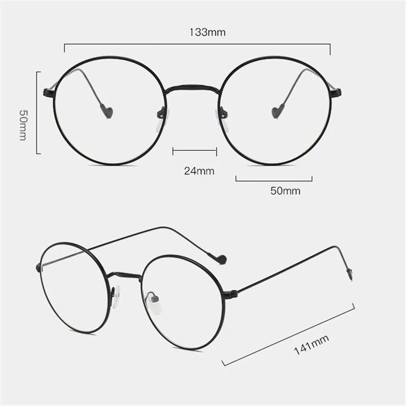 Sieviešu apaļo metāla briļļu rāmis ar grādu vīriešiem īpaši vieglas tuvredzības brilles -0,5 -1 -1,5 -2 -2,5 -3 -3,5 -4 -4,5 -5 -6,0