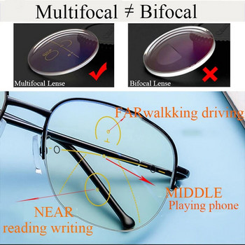Έξυπνο ζουμ Πολυεστιακά Γυαλιά Ανάγνωσης Ανδρικά Γυναικεία Προοδευτικά Anti Blue Ray UV Protect γυαλιά υπερμετρωπίας Ημίσκεψη μεταλλικό τιτάνιο