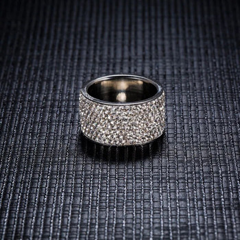 Modyle Fashion Full Crystal Големи сватбени пръстени за жени Романтичен пръстен от неръждаема стомана Bague Femme златен пръстен женски