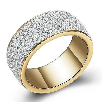 Modyle Fashion teljes kristályból nagy karikagyűrűk nőknek Romantikus rozsdamentes acél gyűrű Bague Femme aranyszínű női gyűrű