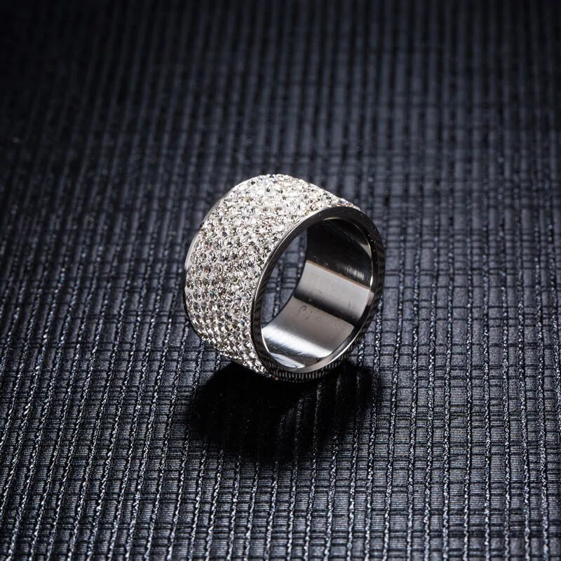 Modyle Fashion teljes kristályból nagy karikagyűrűk nőknek Romantikus rozsdamentes acél gyűrű Bague Femme aranyszínű női gyűrű