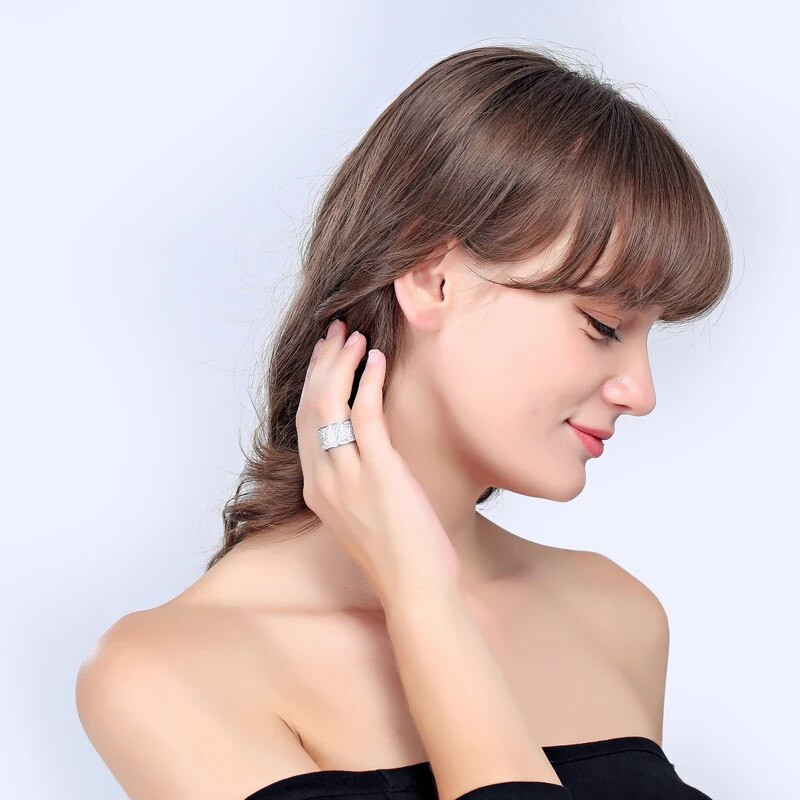 Modyle Fashion teljes kristályból nagy karikagyűrűk nőknek Romantikus rozsdamentes acél gyűrű Bague Femme aranyszínű női gyűrű