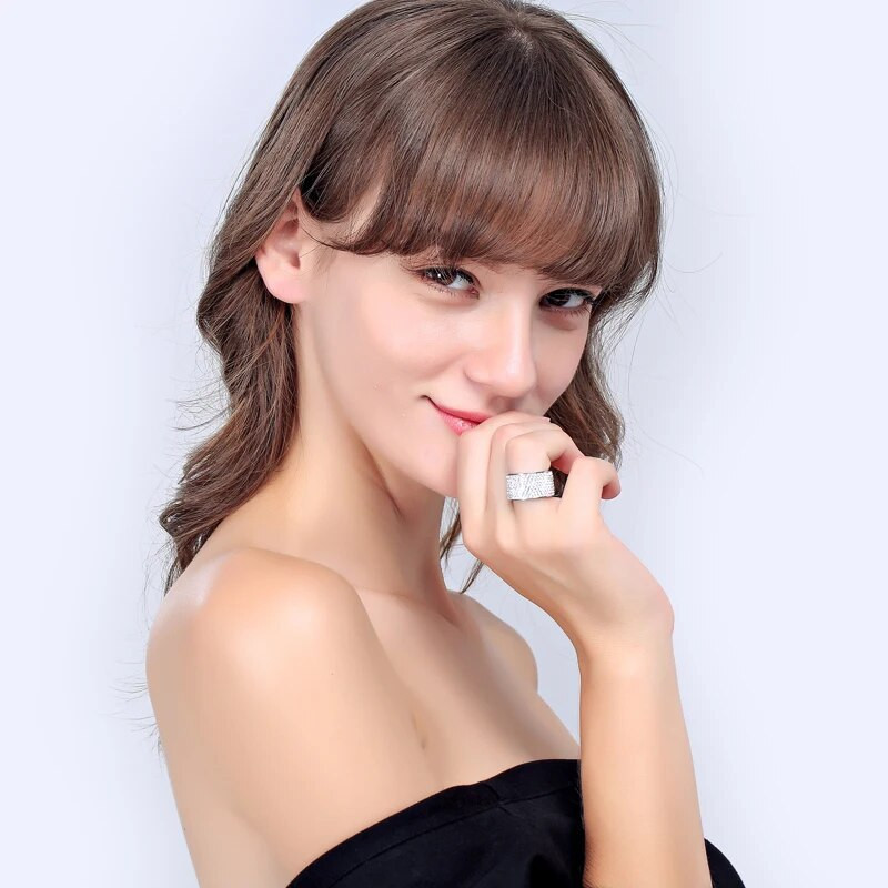 Modyle Fashion teljes kristályból nagy karikagyűrűk nőknek Romantikus rozsdamentes acél gyűrű Bague Femme aranyszínű női gyűrű