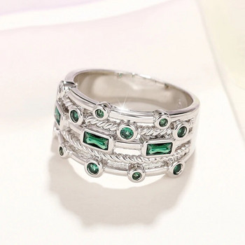Σειρά Huitan Vintage Πράσινα Κυβικά Ζιργκόνια Δαχτυλίδια για Γυναικεία ιδιοσυγκρασία Κομψό γυναικείο δαχτυλίδι καθημερινό πάρτι 2022 κοσμήματα