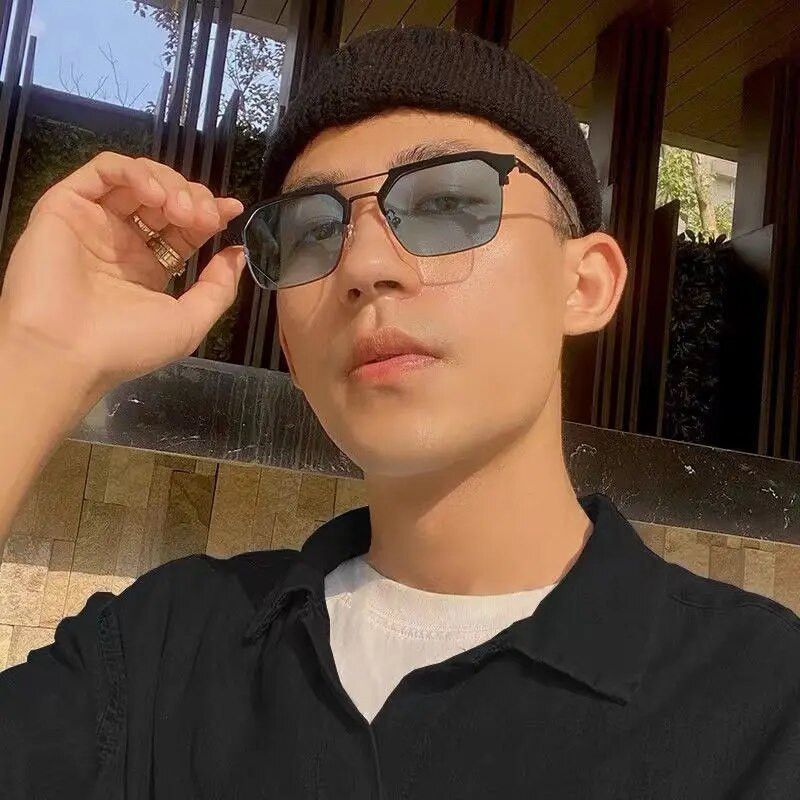 Ανδρικά τετράγωνα φωτοχρωμικά γυαλιά μυωπίας διπλής δέσμης σκελετό UV αποχρώσεις γυαλιά ηλίου για ανδρικά Unisex γυαλιά κοντινής όρασης 0 έως -6.0