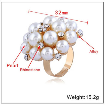 Европа и Америка популярни бижута популярни модни пръстени с показалец, отварящ се регулируем перлен пръстен