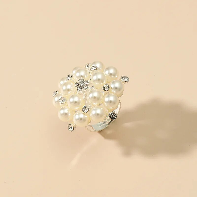 Eiropā un Amerikā populārās rotaslietas, populāras modes rādītājpirksta gredzena atvēršanas regulējams pērļu gredzens