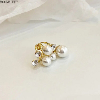 Модерни извънгабаритни многоперлени пръстени за жени Дамски неправилни кристални кристали Чар Отворен пръстен Корейски бижута за сватбено парти