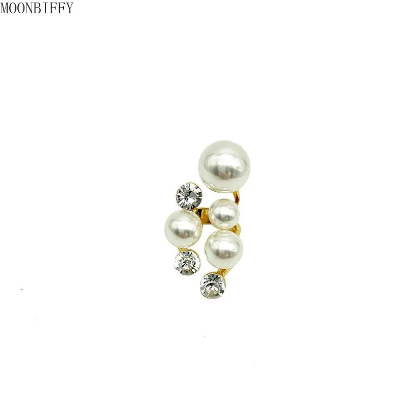 Moderni lielizmēra vairāku pērļu gredzeni sievietēm Sieviešu neregulāra kristāla Rhinestone šarms atvērts gredzens korejiešu kāzu ballīšu rotaslietas