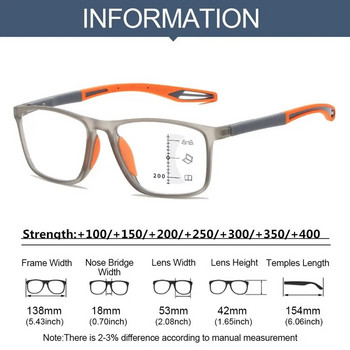 Свръхлеки TR90 Спортни очила за пресбиопия Анти-синя светлина Мултифокални очила за четене Мъже Жени Прогресивни близо далечни очила