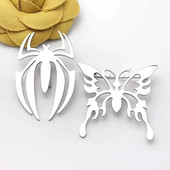 Pārspīlēta izgriezuma zirnekļa tauriņš sakta ar nerūsējošā tērauda pārklājumu, gravētas ģeometriskas piespraudes Vīriešu sieviešu apģērbu apkakles aksesuāri