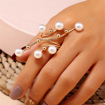 Fashion Oversize Πολλαπλό Τεχνητό μαργαριτάρι δαχτυλίδι ακανόνιστα πλεγμένα γεωμετρικά ανοιχτά δαχτυλίδια για γυναίκες κορίτσια Κοσμήματα γάμου