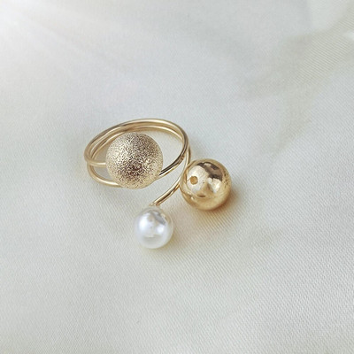 Modes lielizmēra vairāku mākslīgo pērļu gredzens, neregulāri savīti ģeometriski atvērti pirkstu gredzeni sievietēm, meitenēm kāzu ballīšu rotaslietas