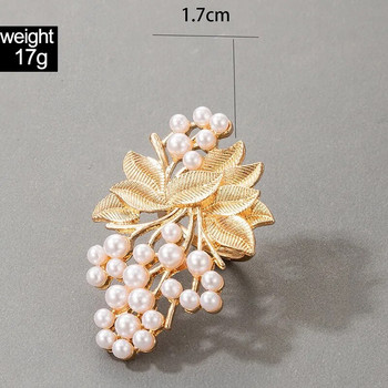 2023 Νέο δαχτυλίδι με μεγάλα λουλούδια Pearl Stone για γυναίκες Boho Χρυσό Χρώμα Κράμα Κόσμημα από μεταλλικά φύλλα Δώρο κοσμήματος Anillo 17883