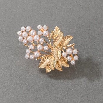 2023 Νέο δαχτυλίδι με μεγάλα λουλούδια Pearl Stone για γυναίκες Boho Χρυσό Χρώμα Κράμα Κόσμημα από μεταλλικά φύλλα Δώρο κοσμήματος Anillo 17883