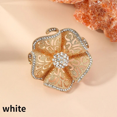 Vintage κοίλα λουλούδια δαχτυλίδια για γυναίκες Απλά πολύχρωμα ρυθμιζόμενα κρύσταλλα που ανοίγουν δαχτυλίδι για πάρτι μόδας κοσμήματα