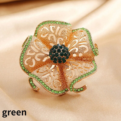 Vintage κοίλα λουλούδια δαχτυλίδια για γυναίκες Απλά πολύχρωμα ρυθμιζόμενα κρύσταλλα που ανοίγουν δαχτυλίδι για πάρτι μόδας κοσμήματα