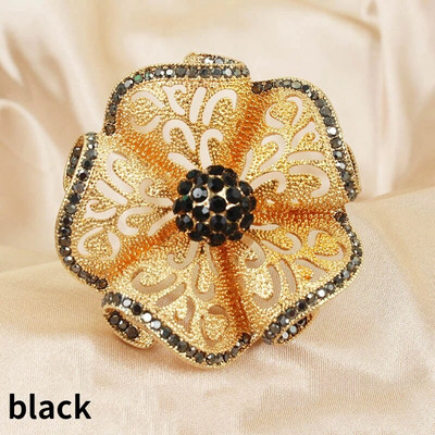 Vintage κοίλα λουλούδια δαχτυλίδια για γυναίκες Απλά πολύχρωμα ρυθμιζόμενα κρύσταλλα που ανοίγουν δαχτυλίδι για πάρτι μόδας κοσμήματα