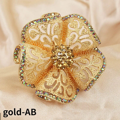 Vintage κοίλα λουλούδια δαχτυλίδια για γυναίκες Απλά πολύχρωμα ρυθμιζόμενα κρύσταλλα που ανοίγουν δαχτυλίδι για πάρτι μόδας κοσμήματα