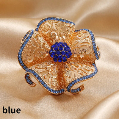 Vintage κοίλα λουλούδια δαχτυλίδια για γυναίκες Απλά πολύχρωμα ρυθμιζόμενα κρύσταλλα που ανοίγουν δαχτυλίδι για πάρτι μόδας κοσμήματα