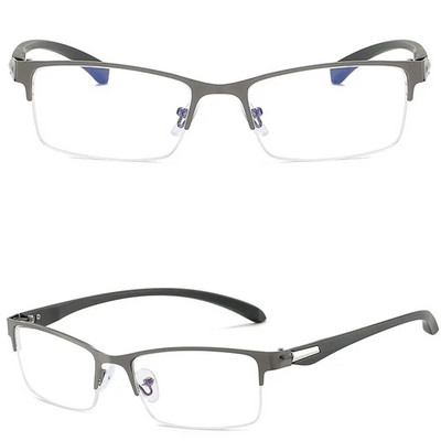 Ανδρικά γυαλιά ανάγνωσης που εμποδίζουν το μπλε φως Γυαλιά ανάγνωσης επαγγελματικό μεταλλικό σκελετό Ρητίνη συνταγογραφούμενα γυαλιά φακοί γυαλιά +1,0~4,0