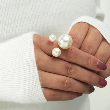2023 Модни пръстени с големи цветя за жени Луксозни бели CZ Цирконова перла Парти Сватбен женски пръстен за пръсти Стилни индийски бижута