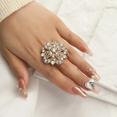 2023 Fashion Big Flower Rings για Γυναικείες Πολυτελές Λευκό CZ Zircon Pearl Party Wedding Female Finger Ring Κομψά ινδικά κοσμήματα