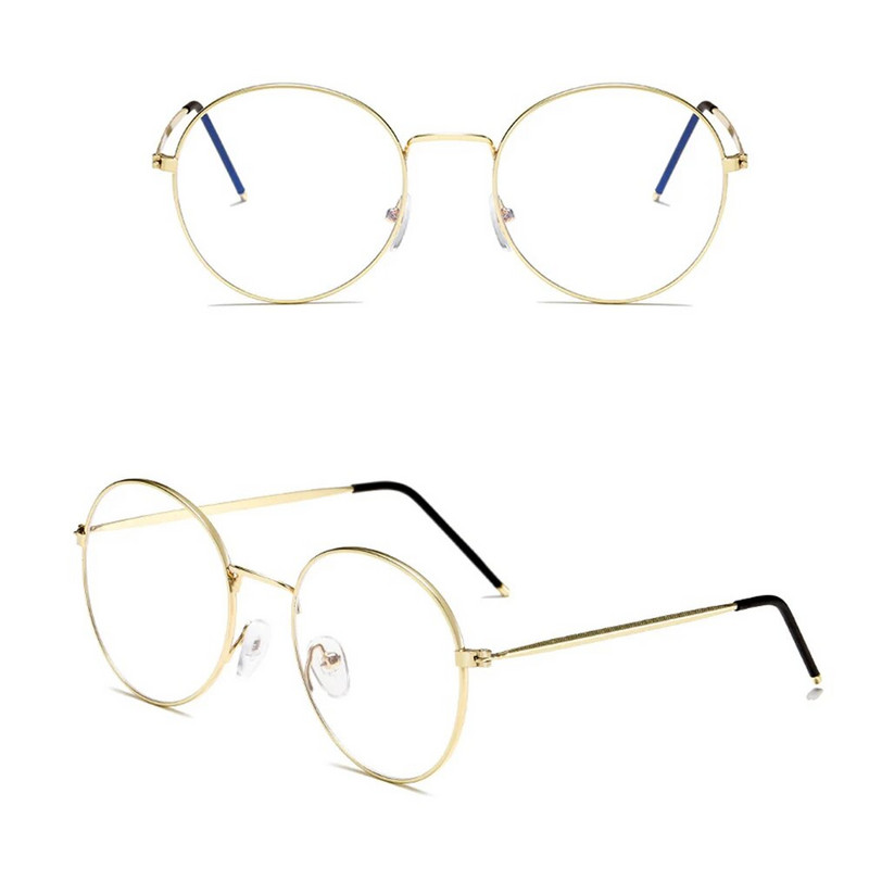 1Gb Jaunas pretzilas gaismas pretbloķēšanas filtra brilles modes sieviešu vīriešu datoru aizsargbrilles Retro metāla caurspīdīgas UV400 brilles