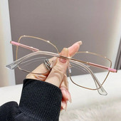 Klasikiniai anti-mėlyni šviesūs akiniai moterims dizainerių akiniai optiniai akiniai Kompiuteris akių apsauga stiklas metalo rėmelis akiniai