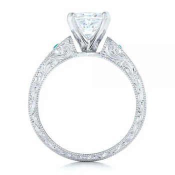 Изящен луксозен сребърен цвят, инкрустиран с аквамарин, цирконий, пръстен, сватбен годежен прием, годишнина, актуални бижута