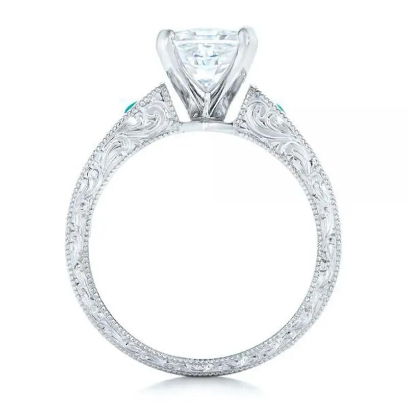 Izsmalcināti grezni sudraba krāsas inkrustēti akvamarīna cirkonija gredzeni līgavas saderināšanās gadadienas populāras rotaslietas